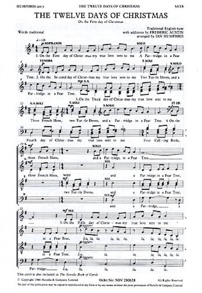 The Twelve Days Of Christmas - arr. Ian Humphries