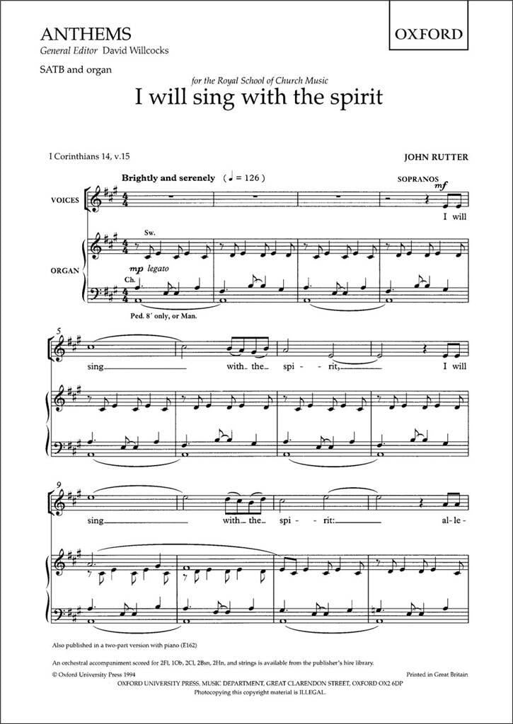 I Will Sing With The Spirit - John Rutter