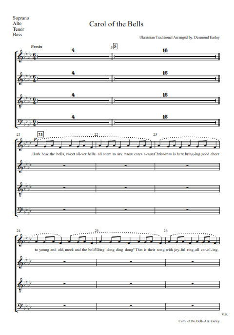 Carol of the Bells - arr. D. Earley
