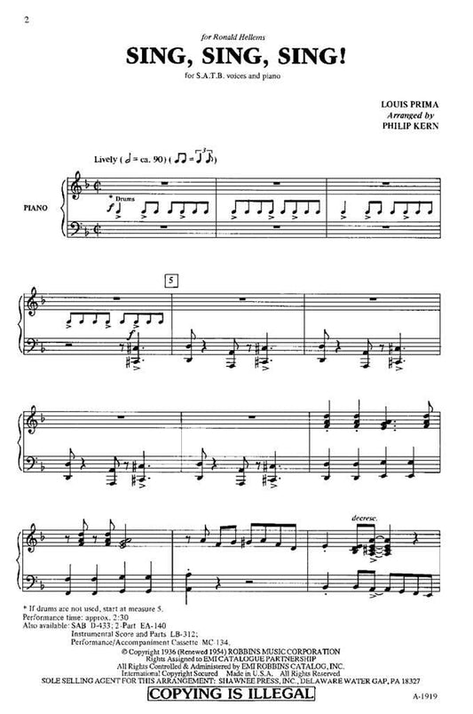 Sing, Sing, Sing - Louis Prima