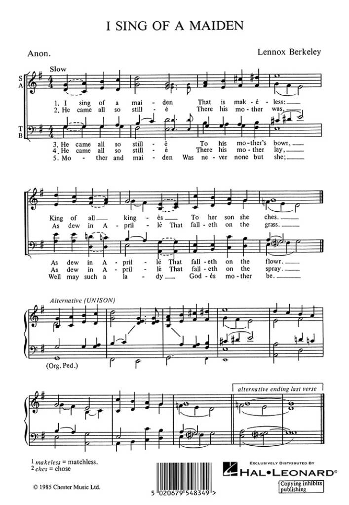 I Sing Of A Maiden - Lennox Berkeley