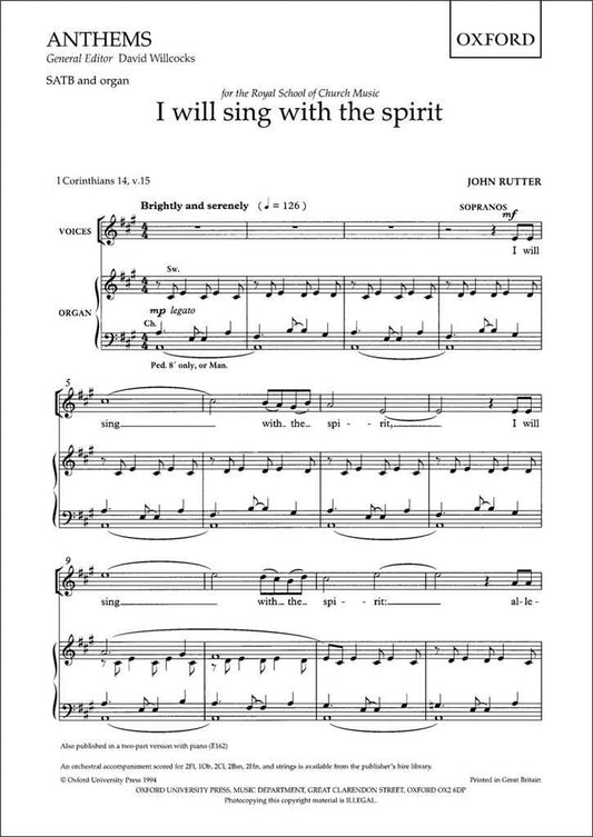 I Will Sing With The Spirit - John Rutter